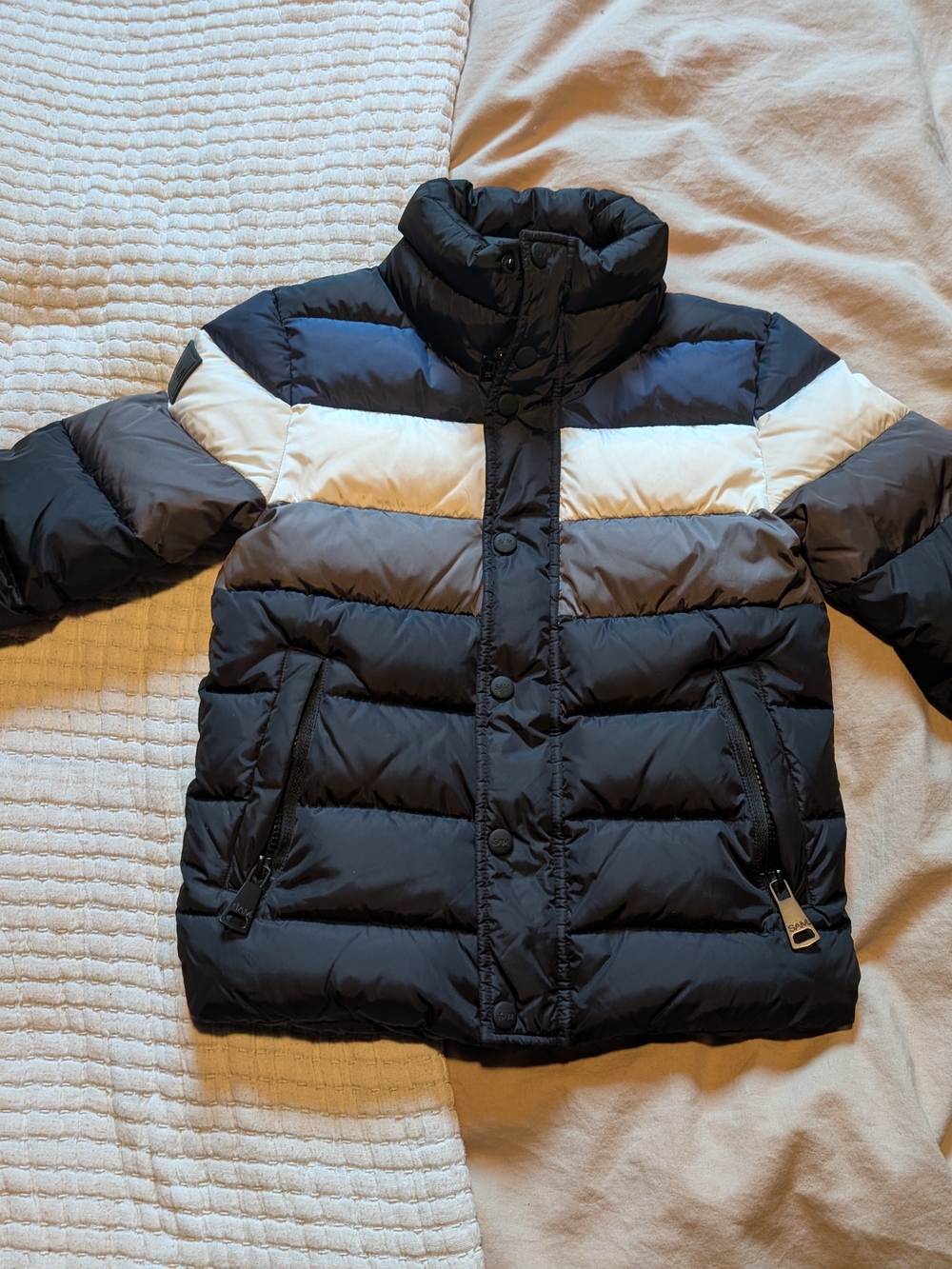 SAM. Men's Black and White Quilted Puffer Jacket